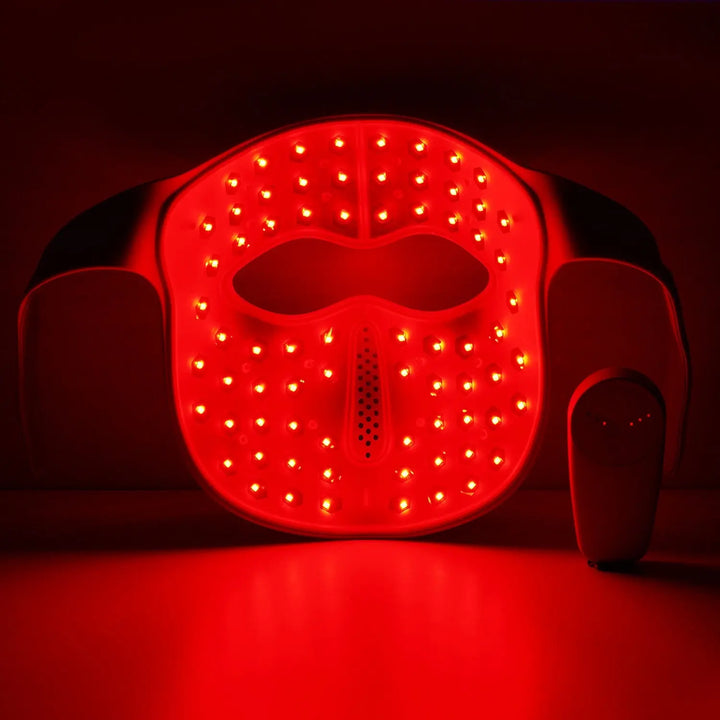 Dermfix FreeGlow LED face mask in red light mode (630 nm with near-infrared)